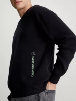 Calvin Klein Pull En Maille De Coton -Pas Cher Calvin Klein Magasin J30J323977 BEH alternate2