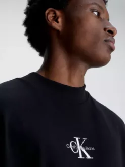 Calvin Klein T-shirt En Jersey Côtelé Avec Monogramme 11 Calvin Klein T-shirt En Jersey Côtelé Avec Monogramme -Pas Cher Calvin Klein Magasin J30J324001 BEH alternate3