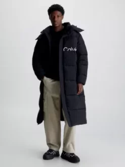 Calvin Klein Doudoune Longue En Nylon Froissé