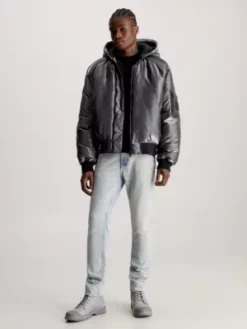 Calvin Klein Bomber à Capuche Avec Fini Métal Liquide -Pas Cher Calvin Klein Magasin J30J324079 0GK alternate4