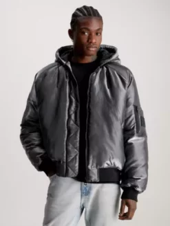 Calvin Klein Bomber à Capuche Avec Fini Métal Liquide