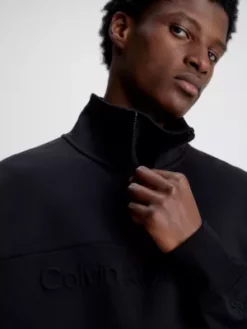 Calvin Klein Sweat-shirt Oversize Avec Col Zippé -Pas Cher Calvin Klein Magasin J30J324149 BEH alternate3