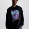 Calvin Klein T-shirt à Manches Longues Avec Imprimé Photo -Pas Cher Calvin Klein Magasin J30J324154 BEH main