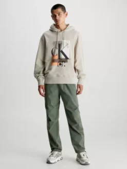 Calvin Klein Sweat-shirt à Capuche Relaxed En Coton Avec Logo -Pas Cher Calvin Klein Magasin J30J324310 PED alternate4