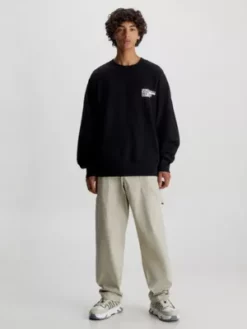 Calvin Klein Sweat En Coton Avec Logo Dans Le Dos -Pas Cher Calvin Klein Magasin J30J324311 BEH alternate4