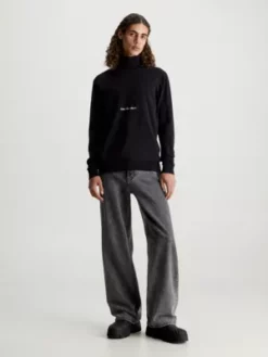 Calvin Klein Pull à Col Roulé En Coton -Pas Cher Calvin Klein Magasin J30J324325 BEH alternate3