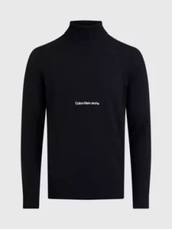 Calvin Klein Pull à Col Roulé En Coton -Pas Cher Calvin Klein Magasin J30J324325 BEH alternate4