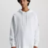 Calvin Klein Sweat-shirt à Capuche En Coton Gaufré Avec Insigne -Pas Cher Calvin Klein Magasin J30J324338 YAF main