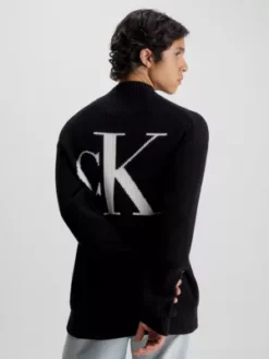 Calvin Klein Pull En Coton Avec Monogramme -Pas Cher Calvin Klein Magasin J30J324507 BEH alternate1