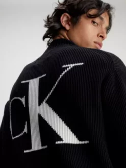 Calvin Klein Pull En Coton Avec Monogramme -Pas Cher Calvin Klein Magasin J30J324507 BEH alternate2