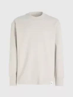 Calvin Klein T-shirt Relaxed à Manches Longues En Maille Gaufrée -Pas Cher Calvin Klein Magasin J30J324532 PED alternate5