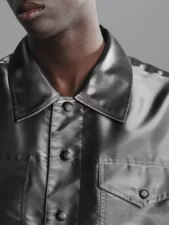 Calvin Klein Veste Trucker Relaxed Métallisée -Pas Cher Calvin Klein Magasin J30J324701 0GK alternate3