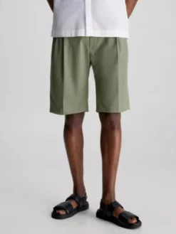 Calvin Klein Short Cargo Relaxed Plissé En Gabardine