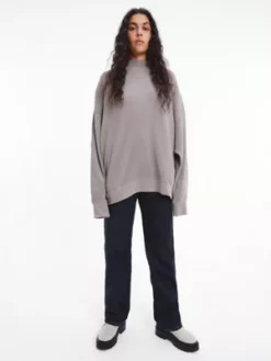 Calvin Klein Pull Unisexe En Coton Gaufré - CK Standards -Pas Cher Calvin Klein Magasin K10K111315 PQ0 alternate3