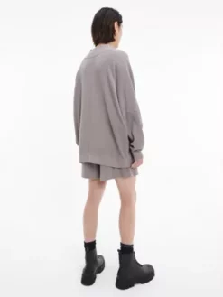 Calvin Klein Pull Unisexe En Coton Gaufré - CK Standards -Pas Cher Calvin Klein Magasin K10K111315 PQ0 alternate4