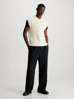 Calvin Klein Veste En Laine Mélangée Torsadée -Pas Cher Calvin Klein Magasin K10K111571 YAH alternate4