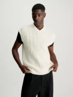 Calvin Klein Veste En Laine Mélangée Torsadée