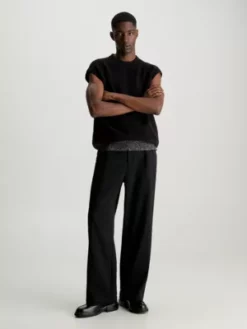 Calvin Klein Veste En Laine Mélangée Côtelée -Pas Cher Calvin Klein Magasin K10K111572 BEH alternate4