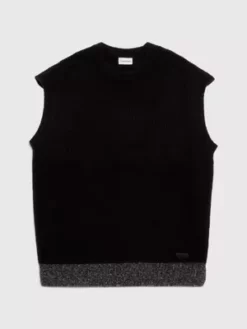 Calvin Klein Veste En Laine Mélangée Côtelée -Pas Cher Calvin Klein Magasin K10K111572 BEH alternate5