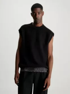 Calvin Klein Veste En Laine Mélangée Côtelée