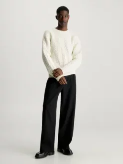 Calvin Klein Pull En Laine Mélangée Torsadée -Pas Cher Calvin Klein Magasin K10K111574 YAH alternate4