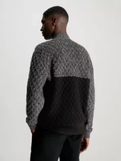 Calvin Klein Pull Texturé Color-block -Pas Cher Calvin Klein Magasin K10K111577 BEH alternate2