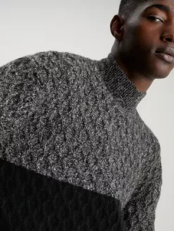 Calvin Klein Pull Texturé Color-block -Pas Cher Calvin Klein Magasin K10K111577 BEH alternate3