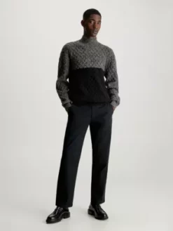 Calvin Klein Pull Texturé Color-block -Pas Cher Calvin Klein Magasin K10K111577 BEH alternate4