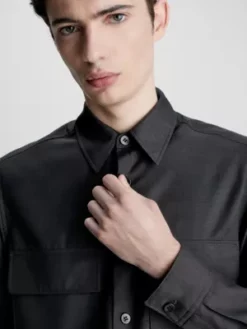 Calvin Klein Surchemise Relaxed En Sergé De Laine 9 Calvin Klein Surchemise Relaxed En Sergé De Laine -Pas Cher Calvin Klein Magasin K10K111656 PC9 alternate2