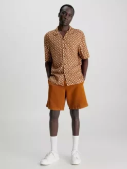 Calvin Klein Short à Jambes Larges En Lin Mélangé -Pas Cher Calvin Klein Magasin K10K111752 GRD alternate3