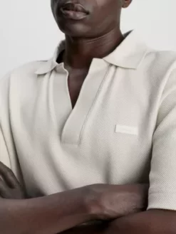 Calvin Klein Polo Piqué Avec Col Ouvert -Pas Cher Calvin Klein Magasin K10K111785 ACE alternate2