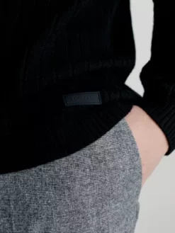 Calvin Klein Pull Côtelé En Laine Mérinos -Pas Cher Calvin Klein Magasin K10K111950 BEH alternate2