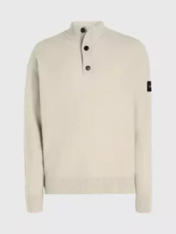 Calvin Klein Pull à Col Boutonné -Pas Cher Calvin Klein Magasin K10K111960 PB5 alternate4