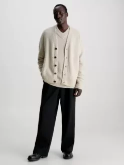 Calvin Klein Pull Cardigan Bouclé En Laine 10 Calvin Klein Pull Cardigan Bouclé En Laine -Pas Cher Calvin Klein Magasin K10K111969 PB5 alternate3