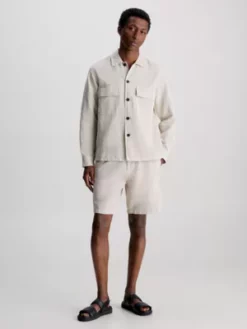 Calvin Klein Surchemise Boxy En Coton Et Lin -Pas Cher Calvin Klein Magasin K10K112336 ACE alternate3