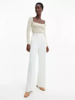 Calvin Klein Pantalon à Jambes Larges En Sergé -Pas Cher Calvin Klein Magasin K20K204968 PEX alternate1