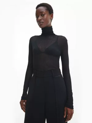 Calvin Klein Pull Slim Col Cheminée Brillant 3 Calvin Klein Pull Slim Col Cheminée Brillant