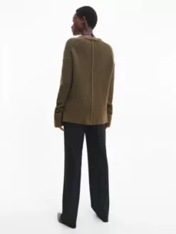 Calvin Klein Pull Relaxed Côtelé Avec Col En V -Pas Cher Calvin Klein Magasin K20K205095 GX9 alternate2