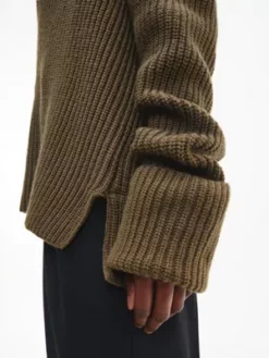 Calvin Klein Pull Relaxed Côtelé Avec Col En V -Pas Cher Calvin Klein Magasin K20K205095 GX9 alternate3