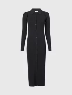 Calvin Klein Robe-chemise Longueur Midi Slim Côtelée 11 Calvin Klein Robe-chemise Longueur Midi Slim Côtelée -Pas Cher Calvin Klein Magasin K20K205107 BEH alternate4