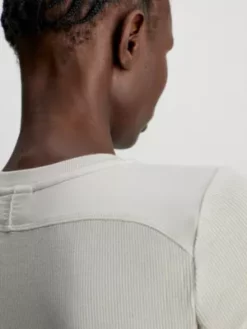 Calvin Klein Robe Longueur Midi Côtelée En Modal -Pas Cher Calvin Klein Magasin K20K205277 ACN alternate2