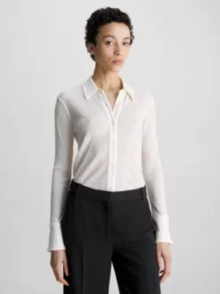 Calvin Klein Chemise Skinny CĂŽtelĂ©e En CrĂȘpe