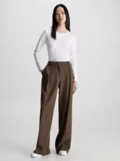 Calvin Klein T-shirt Lisse à Manches Longues -Pas Cher Calvin Klein Magasin K20K205337 YAF alternate4