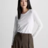 Calvin Klein T-shirt Lisse à Manches Longues