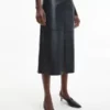 Calvin Klein Jupe Fendue En Cuir
