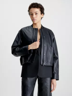Calvin Klein Blouson Bomber En Cuir 3 Calvin Klein Blouson Bomber En Cuir