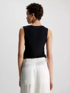 Calvin Klein Débardeur Slim En Crêpe De Jersey -Pas Cher Calvin Klein Magasin K20K205552 BEH alternate1