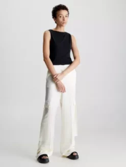 Calvin Klein Débardeur Slim En Crêpe De Jersey -Pas Cher Calvin Klein Magasin K20K205552 BEH alternate3