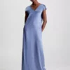 Calvin Klein Robe Longue En Satin -Pas Cher Calvin Klein Magasin K20K205611 DWA main