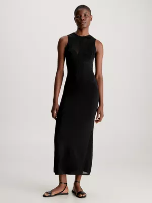 Calvin Klein Robe Slim En Maille Transparente à Pans 3 Calvin Klein Robe Slim En Maille Transparente à Pans